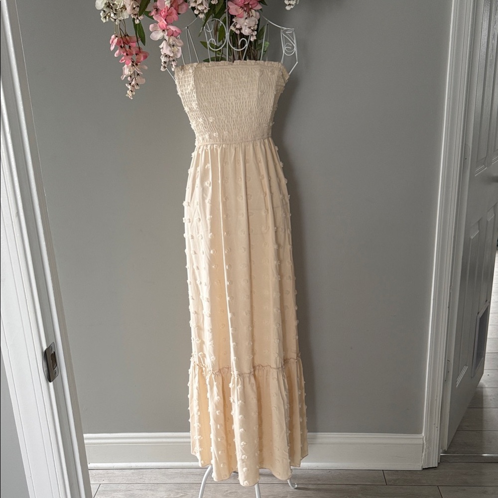 SHEIN Adorable Strapless Cream Dress, M